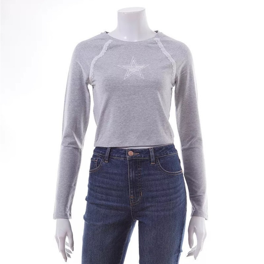 Sugar Moon Lace Trim Raglan Top - XL